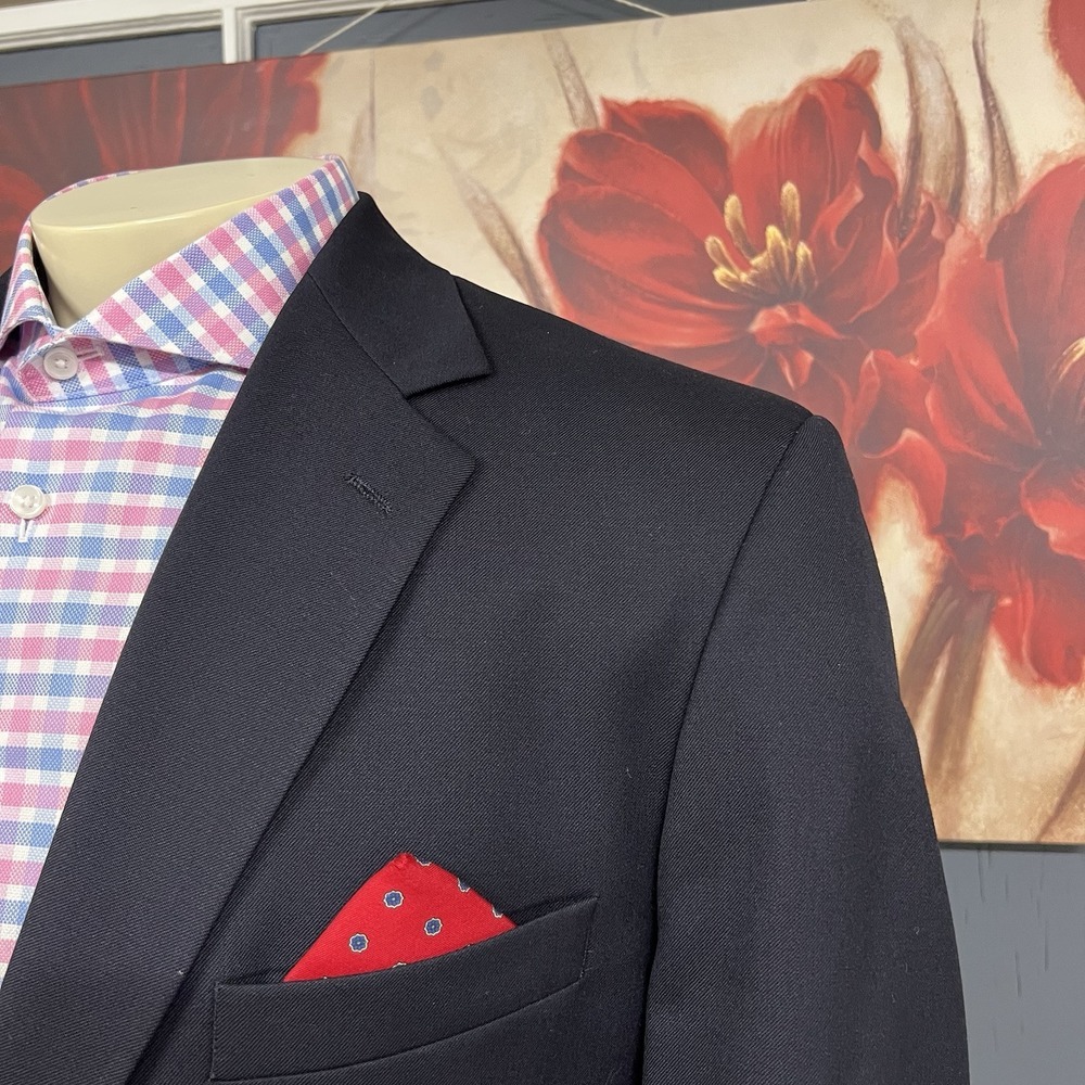 Joseph & Feiss Blazer Mens‎ 41L Long Classic Fit Wool Dark Navy Golden Buttons - Picture 4 of 11